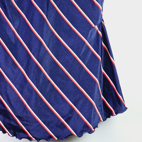 Vtg 1960-70s Striped Teenage Beachwear Corp One Piece Skirted Bathing Suit, 18 - Picture 7 of 9